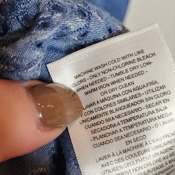 NWT Jessica Simpson Stretch Chambray Eyelet Ruffle Sleeve Violetta Top Size XL - Picture 15 of 16